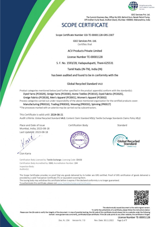 Scope certificate